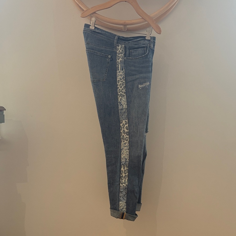 Pilcro Blue Jeans with Leopard Stripe